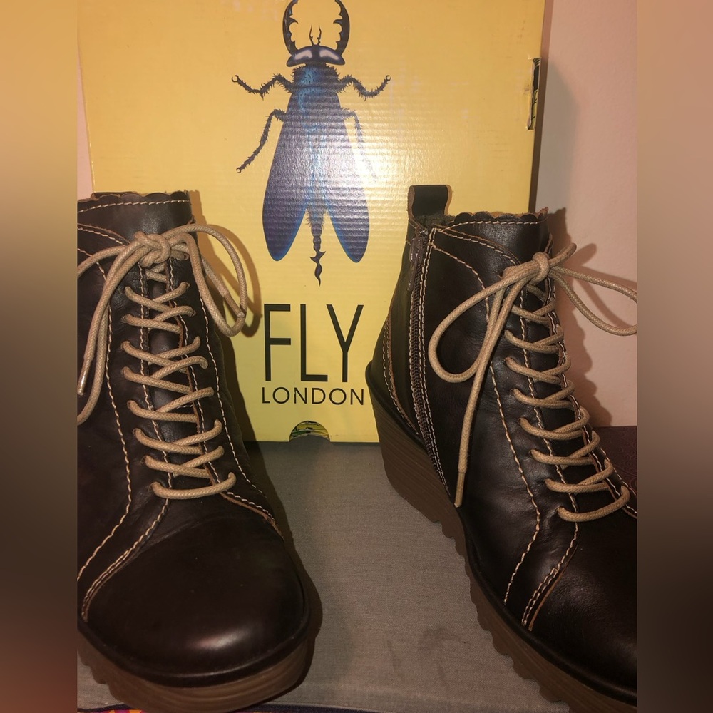Fly London Brown lace up boot. Size 39/ U.S 8.5
